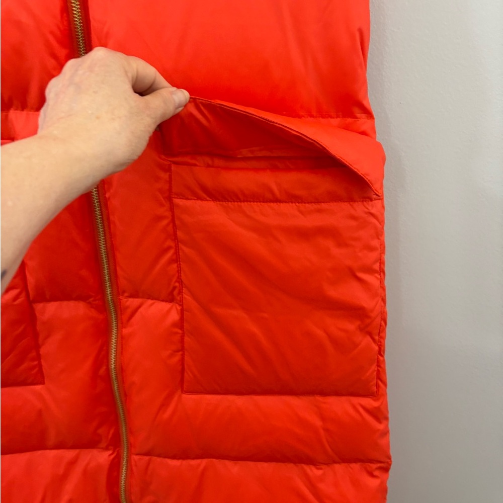 Culture Long Orange Down Puffer Vest | 90% Down | Sleeveless | Size S | NWT - Picture 5 of 12